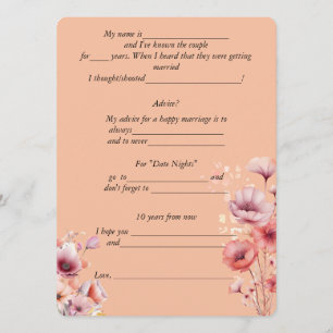 Wedding Advice Peach Fuzz Watercolor Flowers 