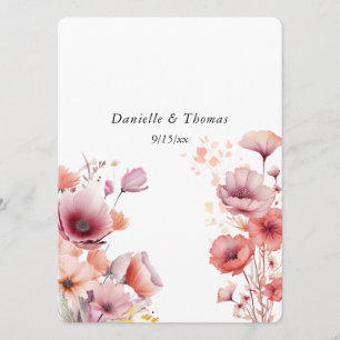 Wedding Advice Peach Fuzz Watercolor Flowers  Card