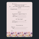 Wedding Advice Spring Flowers Pink Purple Yellow   Card<br><div class="desc">Funny comment,  advice cards for your wedding guests. Beautiful,  watercolor Spring flowers on a very light pink background. Personalize text to any silly,  fun questions or comments you want.</div>