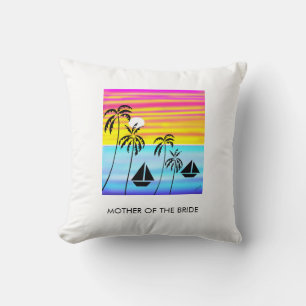 Wedding, African Art Tropical Sunset Sailing Throw Pillow