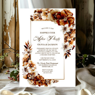 Wedding After Party Burnt Orange Floral Reception Invitation