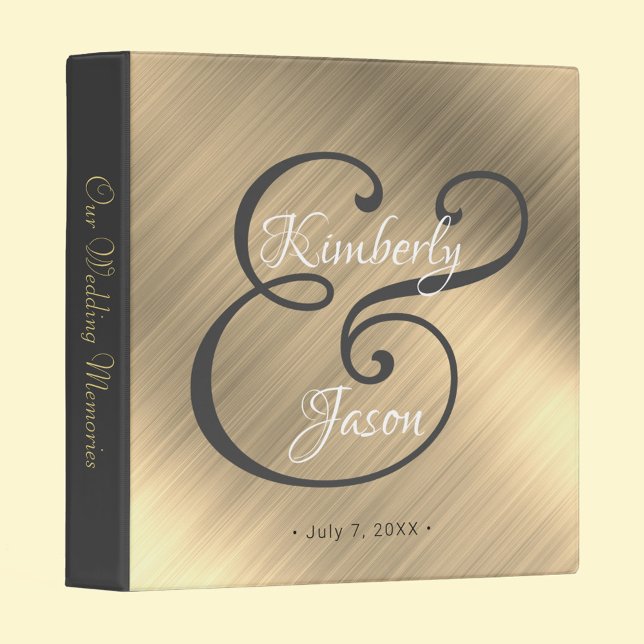 Wedding Album, Fancy Monogram & Name, Brushed Gold Binder (Creator Uploaded)
