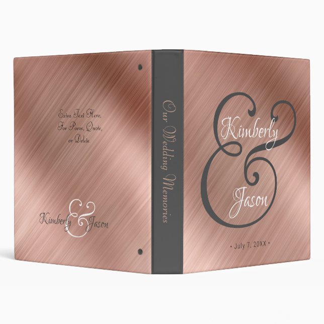 Wedding Album Fancy Monogram/Name Brushed RoseGold Binder (Background)
