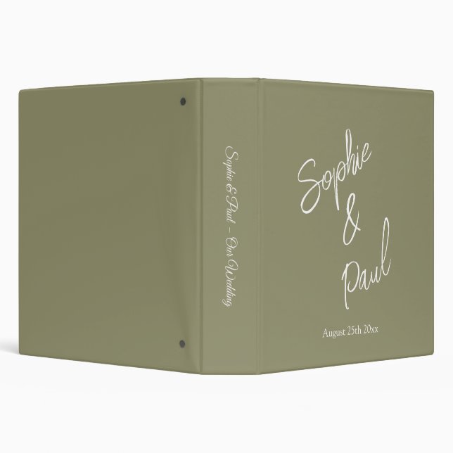 Wedding Album Olive Green White Foil With Letterin Binder (Background)