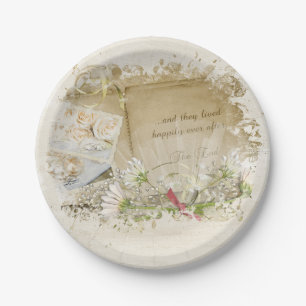 wedding album with daisy bouquet paper plate