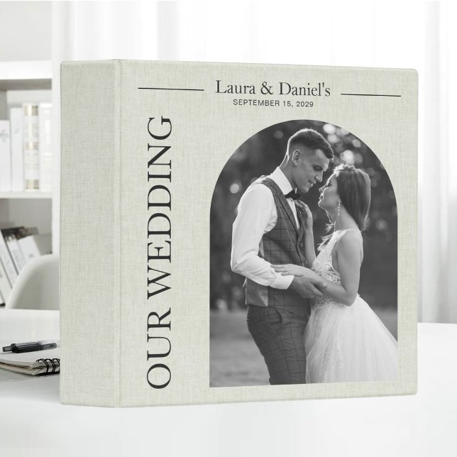 Wedding Albums Beige Linen Personalized Photos Binder (Creator Uploaded)