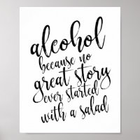 Wedding Alcohol Sign Blacka and White 8x10