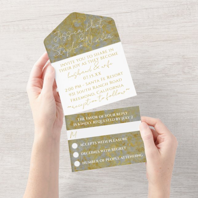 Wedding All N One Invitation Silver Lining (Tearaway)