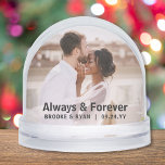Wedding Always And Forever Couple Photo Custom Snowglobe<br><div class="desc">Wedding Always And Forever Modern Photo Template Custom Snow Globes features your favourite photo with your personalized names and wedding date with the customizable text "Always & Forever" in modern calligraphy script. Makes a fantastic wedding favours, newlyweds gift for Christmas, holidays, birthday, anniversary, Valentine's Day and more. Personalize by editing...</div>