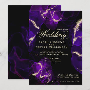 Wedding    Amethyst Purple Alcohol Ink Invitation
