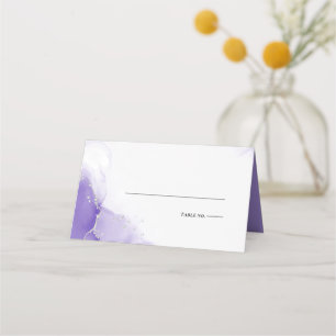 Wedding   Amethyst Purple Script Silver  Place Car Card