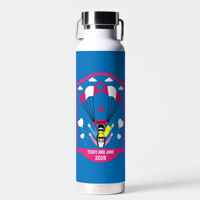 Wedding And Engagement Gift For Skydivers Water Bottle (Front)