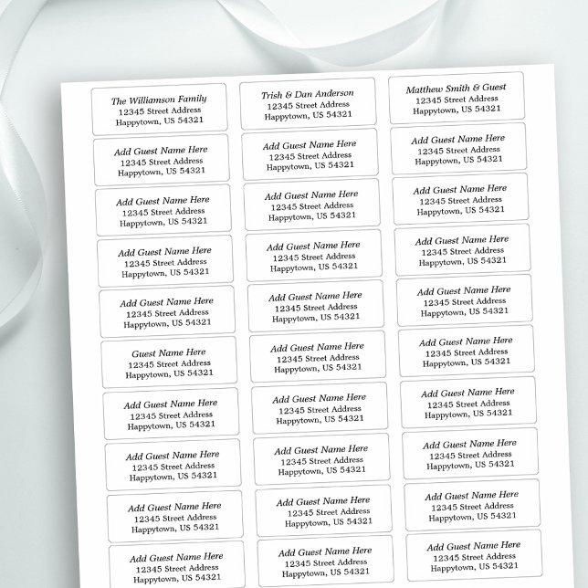 Wedding and Event 30 Guest Address Labels (Wedding, Event & Party Guest Address Labels)
