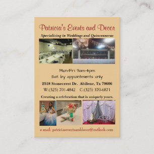 Wedding and Quinceanera decorator Business Card