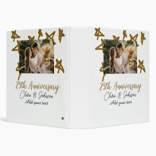 Wedding Anniversary add name year image gold stars Binder