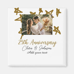 Wedding Anniversary add name year image gold stars Magnet