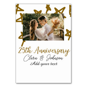 Wedding Anniversary add name year image gold stars Table Number