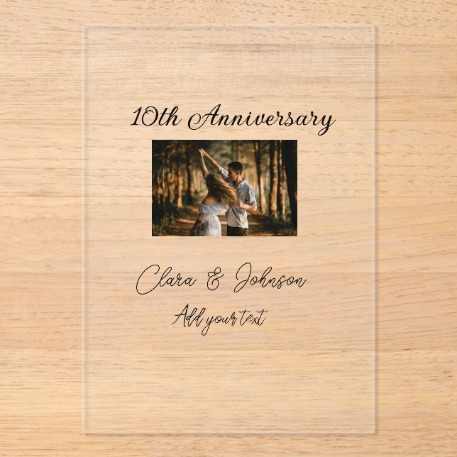 Wedding Anniversary add name year image text coule Acrylic Invitations (Front)