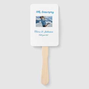 Wedding Anniversary add name year image text coule Hand Fan
