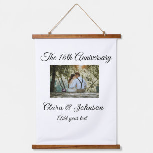 Wedding Anniversary add name year image text coule Hanging Tapestry