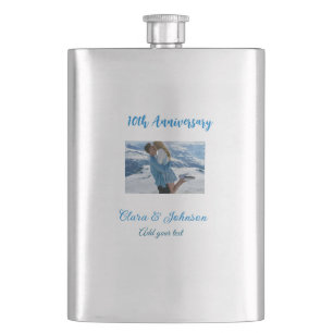 Wedding Anniversary add name year image text coule Hip Flask