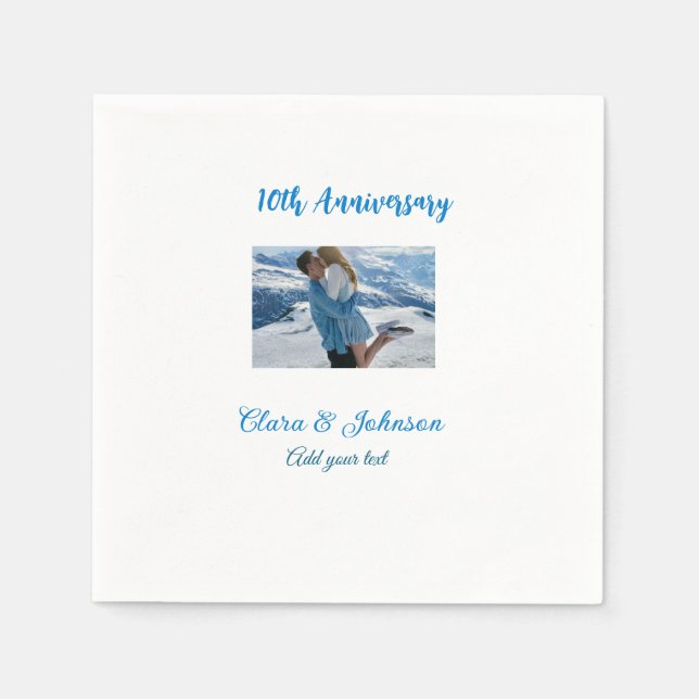 Wedding Anniversary add name year image text coule Napkin (Front)