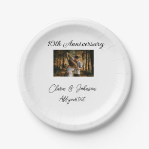 Wedding Anniversary add name year image text coule Paper Plate