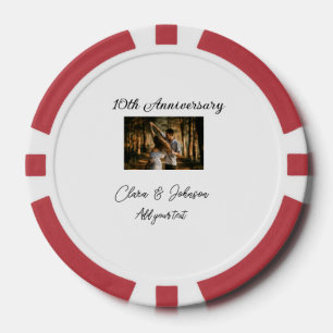 Wedding Anniversary add name year image text coule Poker Chips