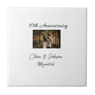 Wedding Anniversary add name year image text coule Tile
