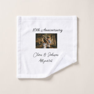 Wedding Anniversary add name year image text coule Wash Cloth