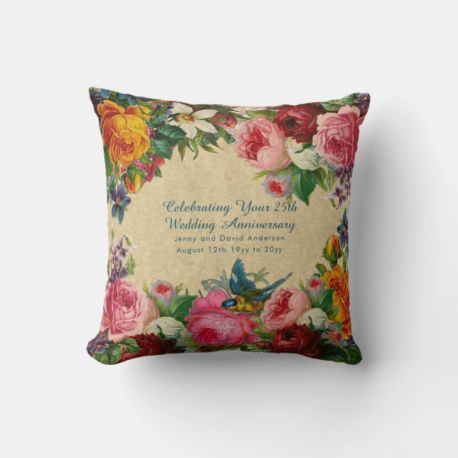 Wedding Anniversary ANY - Vintage Personalized Throw Pillow (Front)