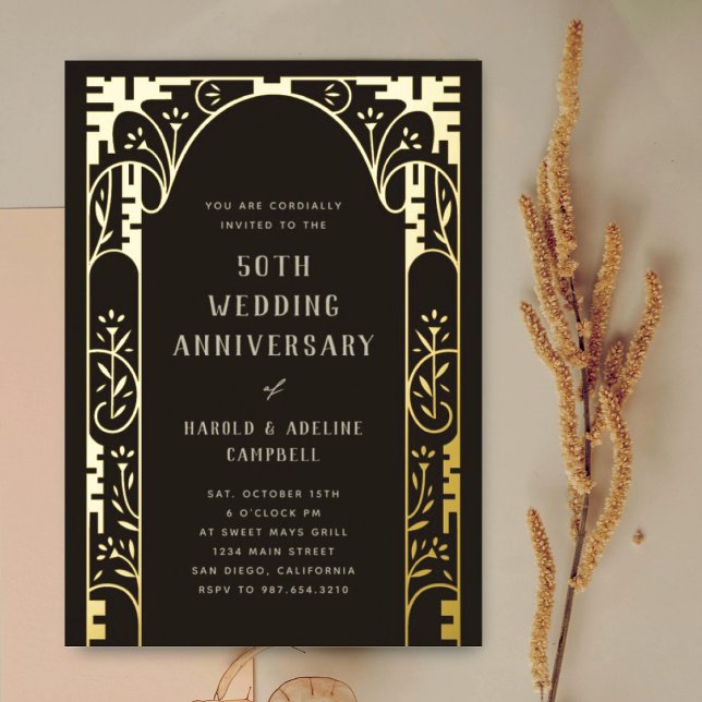 Wedding Anniversary Arch Gold Foil Invitation (Creator Uploaded)