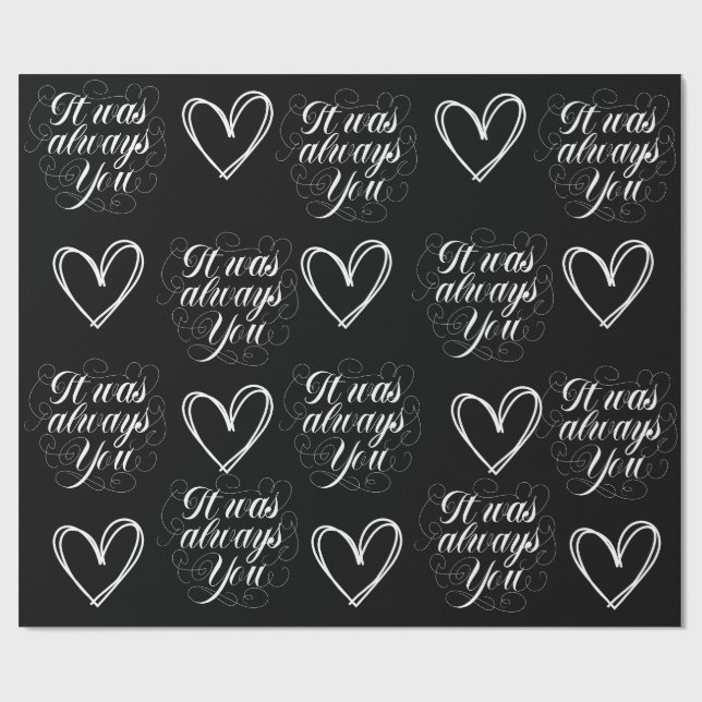 Wedding Anniversary Black Romantic Wrapping Paper (Flat)