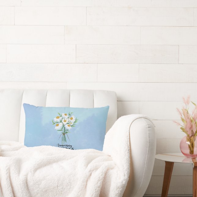 Wedding Anniversary Blessings Bouquet of Daisies Lumbar Pillow (Couch)