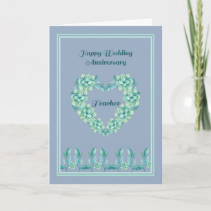 Wedding Anniversary Card for Teacher in Blue