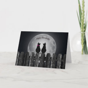 wedding anniversary cats in moonlight card