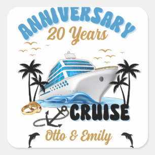 Wedding Anniversary Couple Cruise  Square Sticker