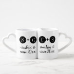 Wedding Anniversary Couple Monogram Initial Coffee Mug Set<br><div class="desc">These cute modern monogram initials coffee mugs make a great wedding gift for newlyweds or a fun anniversary gift for couples celebrating a milestone anniversary!  Customize with the initials and wedding year of your choice.</div>