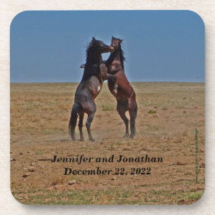 Wedding Anniversary Custom Dancing Horses Coasters