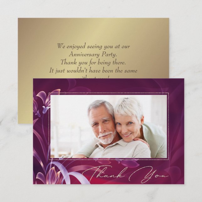 Wedding Anniversary Custom Photo  Thank You Card (Front/Back)