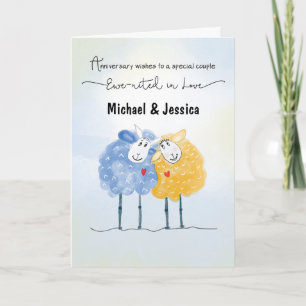 Wedding Anniversary Customizable Names Two Cute Ha Card