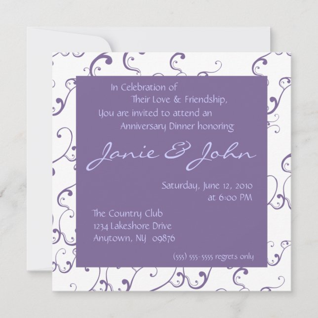 Wedding Anniversary Dinner Invitation (Front)