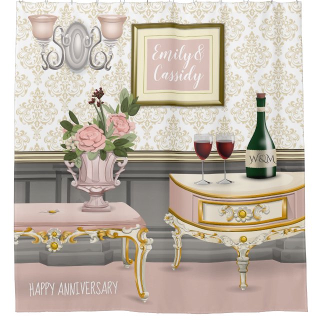 Wedding Anniversary Elegant Pink Room Valentine (Front)