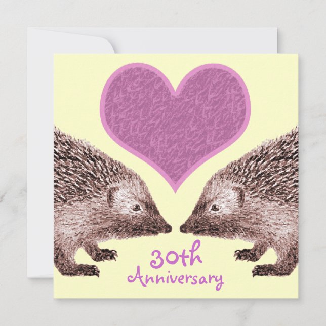 Wedding Anniversary - Faithful Hedgehogs in Love Invitation (Front)