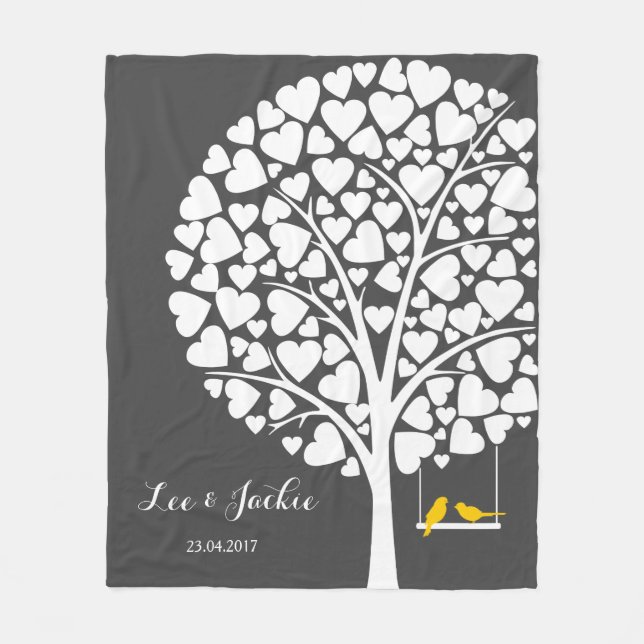 Wedding Anniversary Fleece Blanket personalized (Front)