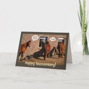 Wedding anniversary, funny horses card