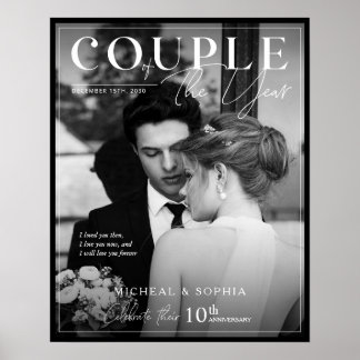 Wedding Anniversary Gift Black Border Photo Cover  Poster