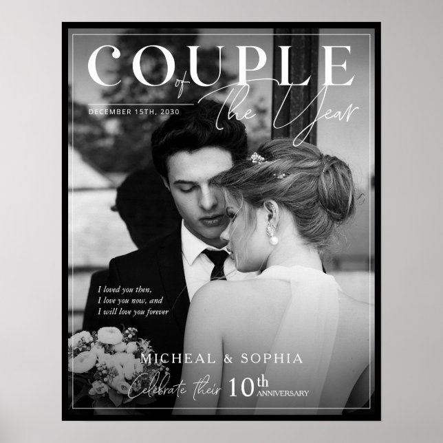 Wedding Anniversary Gift Black Border Photo Cover  Poster (Front)