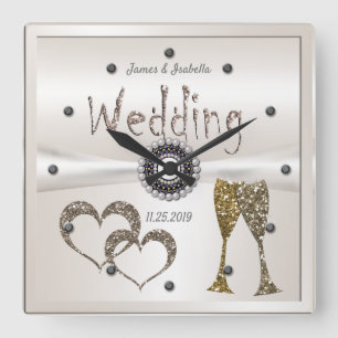 Wedding Anniversary Gifts for Couples Congratulati Square Wall Clock