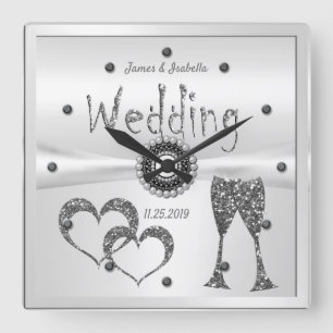 Wedding Anniversary Gifts for Couples Congratulati Square Wall Clock